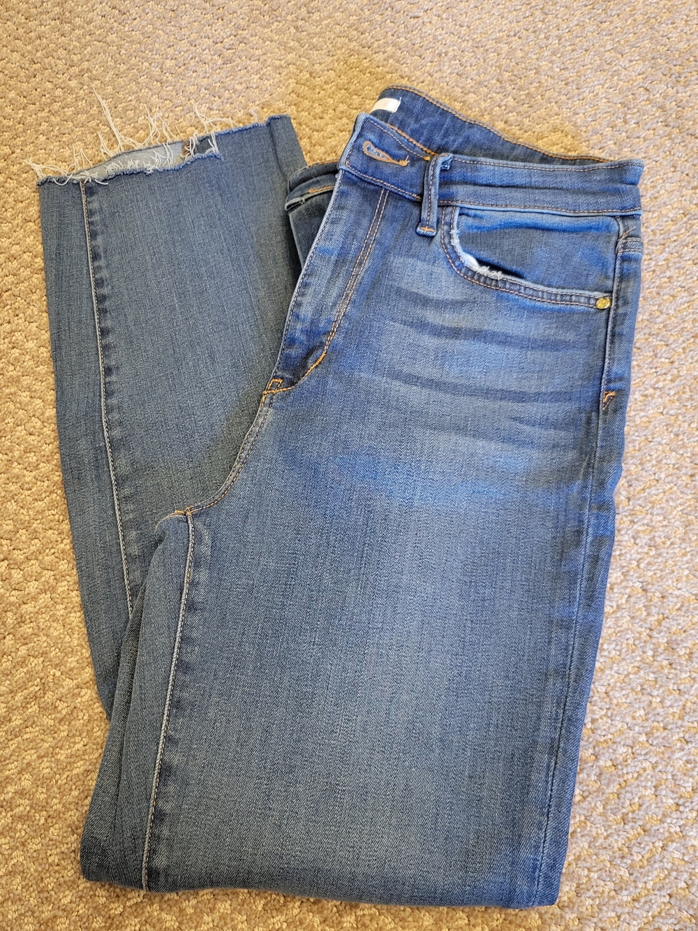 Sam Edelman Mid-Blue Cropped Straight-Leg Jeans